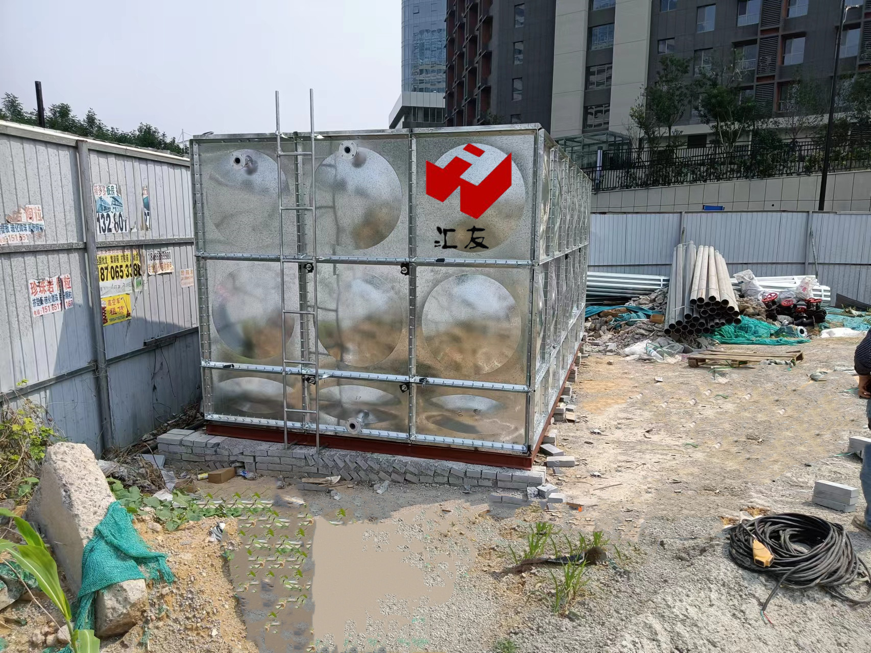 山东枣庄镀锌钢板水箱安装案例